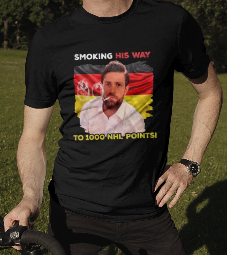Smoking His Way To 1000 NHL Points Leon Draisaitl Edmonton Oilers T-Shirt