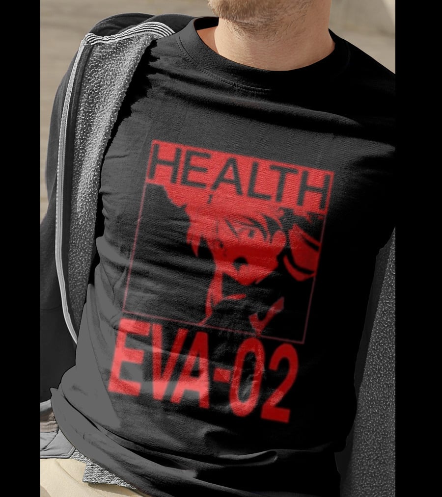 Health Eva 02 Anime Character Red Sketch T-Shirt