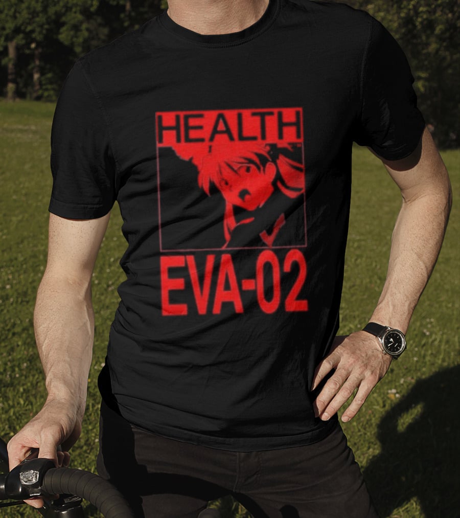 Health Eva 02 Anime Character Red Sketch T-Shirt
