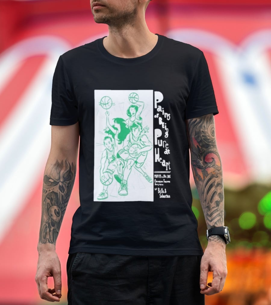 Pains Of Being Pure At Heart Boston May 19 Paradise Touring Company With Helki Silkscreen Basketball T-Shirt