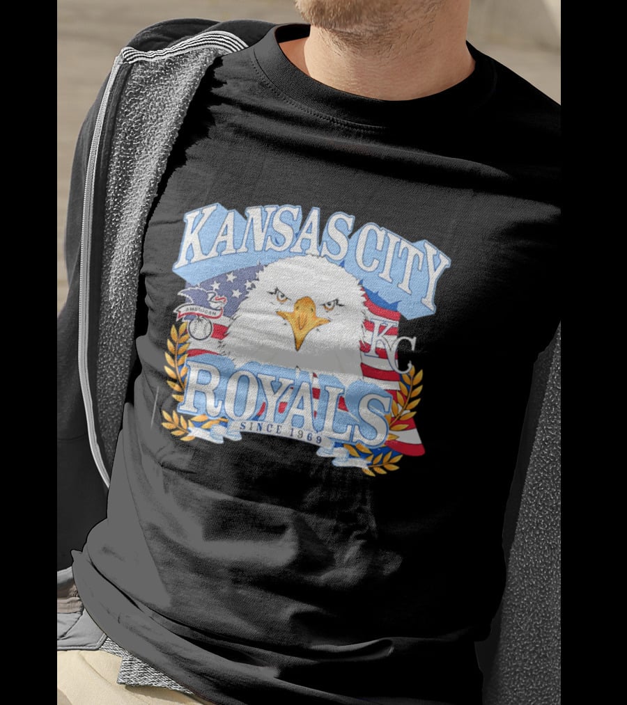 Kansas City Royals Eagle With American Flag Patriotic KC T-Shirt