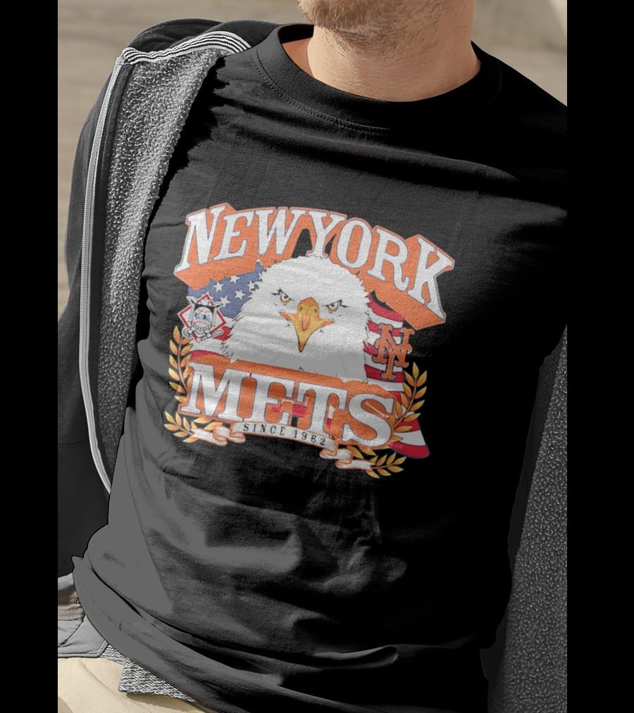 New York Mets Americana Eagle Celebrating National League And Stars Stripes T-Shirt