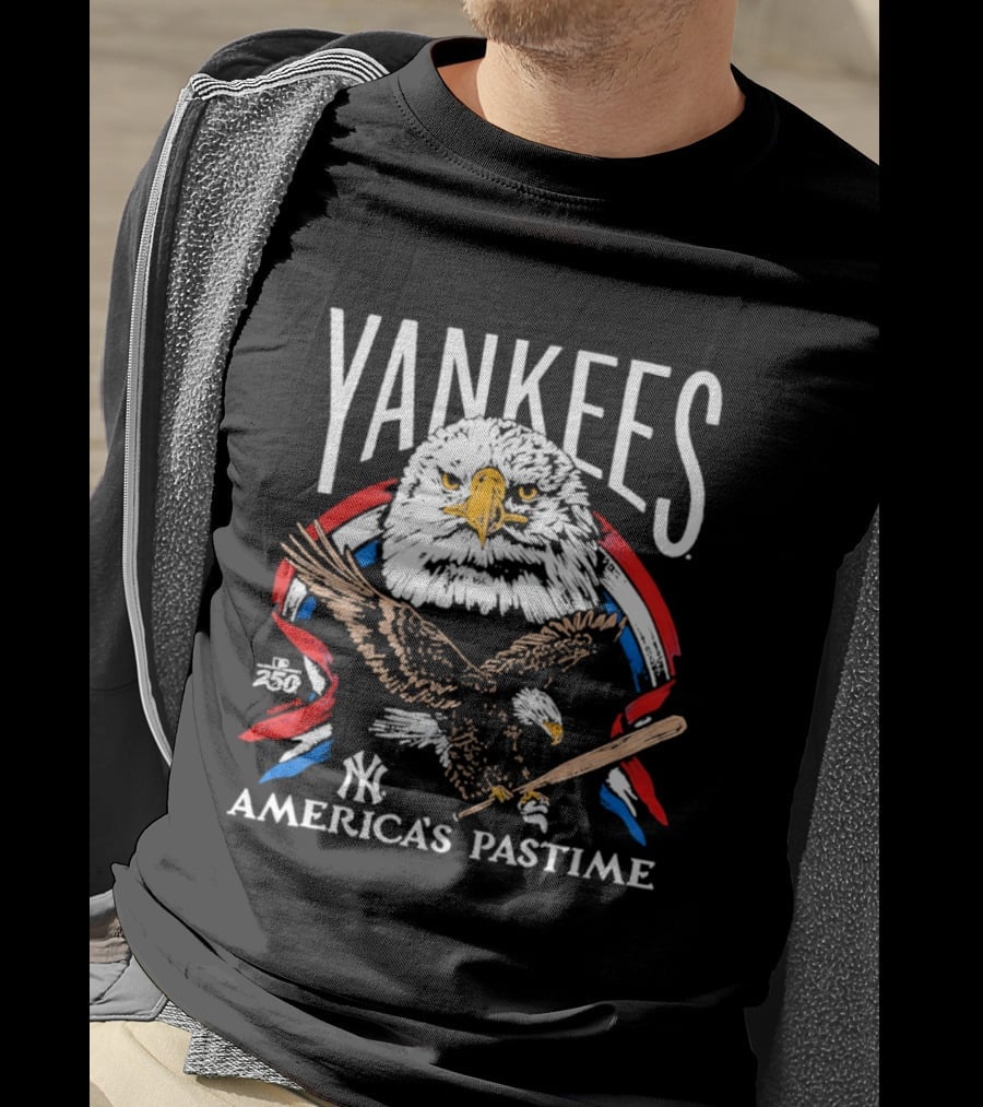 Yankees America's Pastime Eagle Baseball Bat Tri Blend T-Shirt