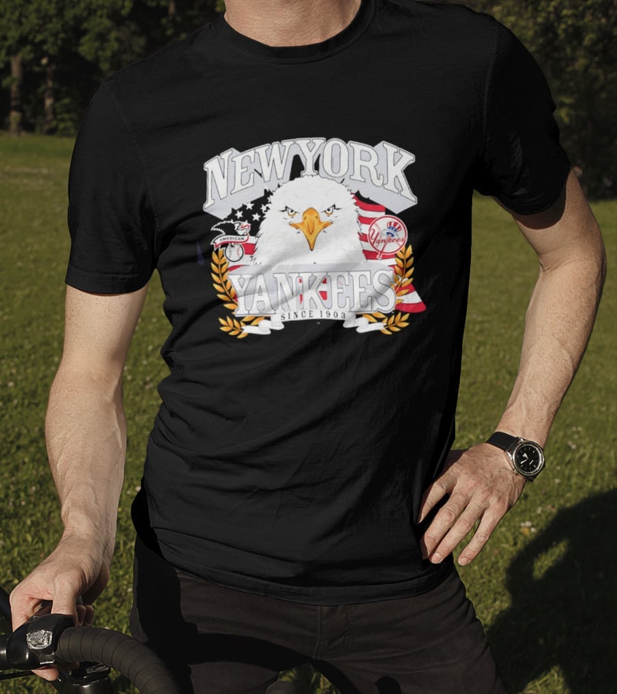 New York Yankees Americana Eagle Celebrating USA Flag With Baseball T-Shirt