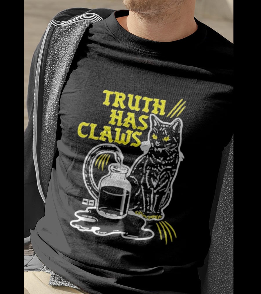 Truth Has Claws Cat Spilled Milk T-Shirt