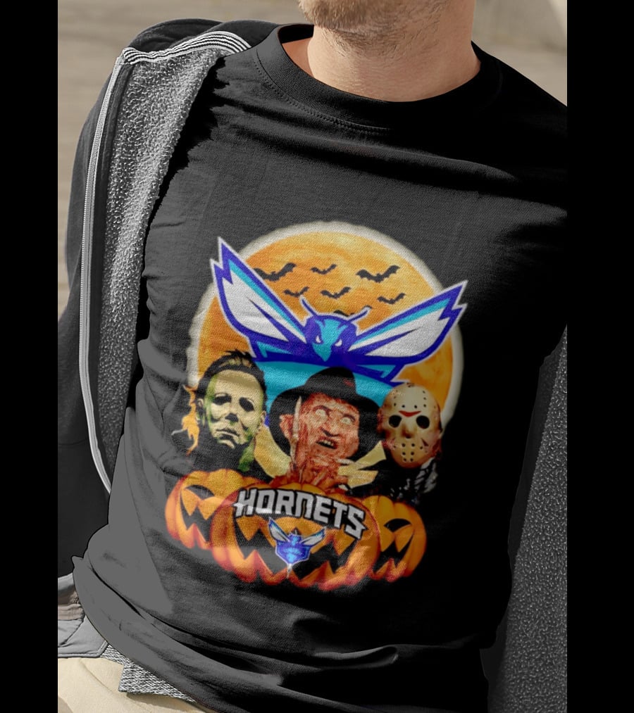 Halloween Horror Characters Freddy Jason Michael Myers Charlotte Hornets T-Shirt
