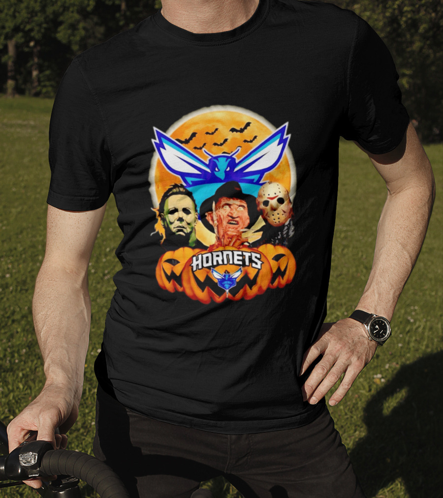 Halloween Horror Characters Freddy Jason Michael Myers Charlotte Hornets T-Shirt