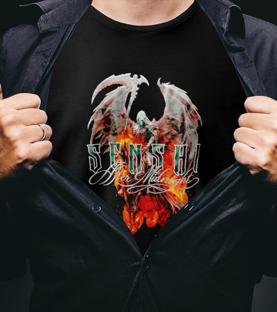 Senshi After Midnight Flaming Grim Reaper Wings T-Shirt