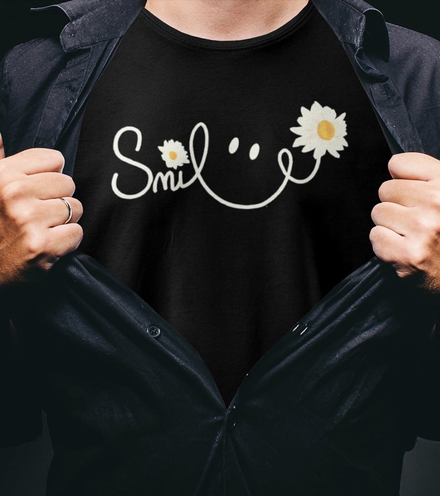 Smile Daisy Flower Icon With Happy Face T-Shirt