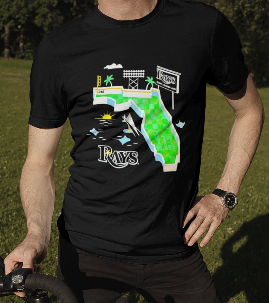 Tampa Bay Rays Florida Map TB Stadium Palms And Sunshine T-Shirt