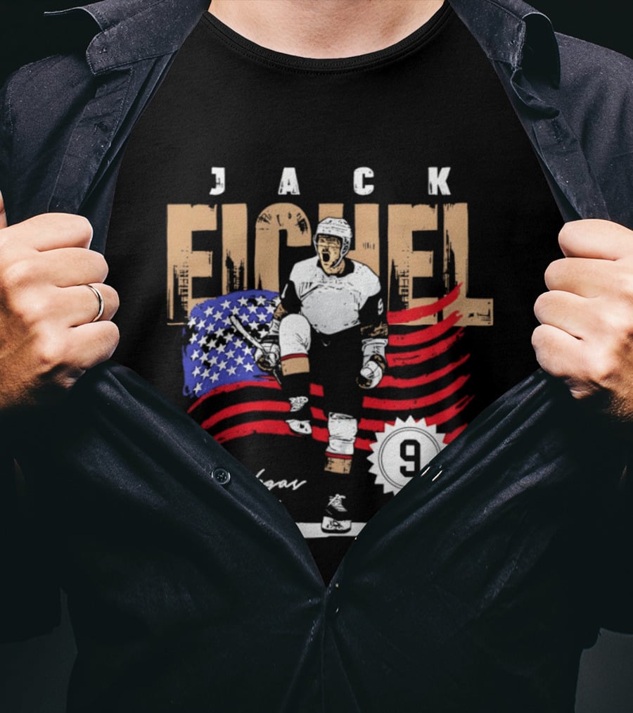 Jack Eichel 9 USA Flag Las Vegas Hockey 2026 T-Shirt