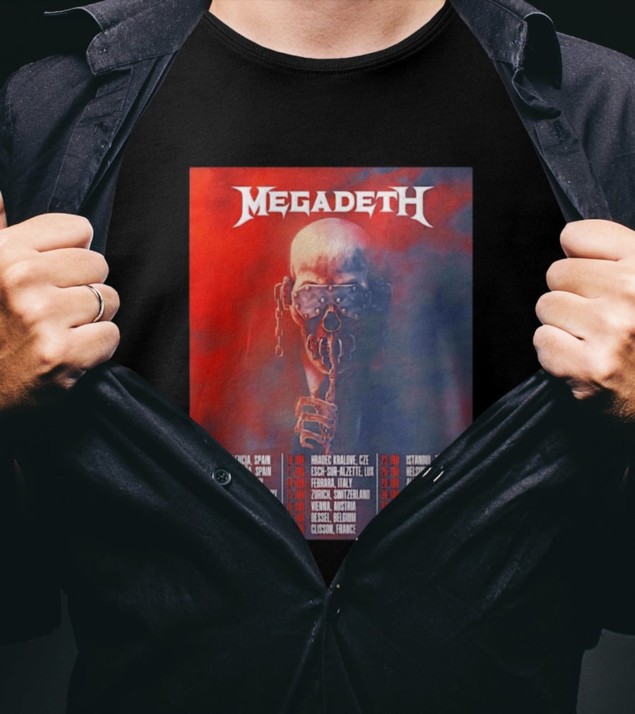 Megadeth 2026 Farewell Tour Europe Dates And Venues T-Shirt