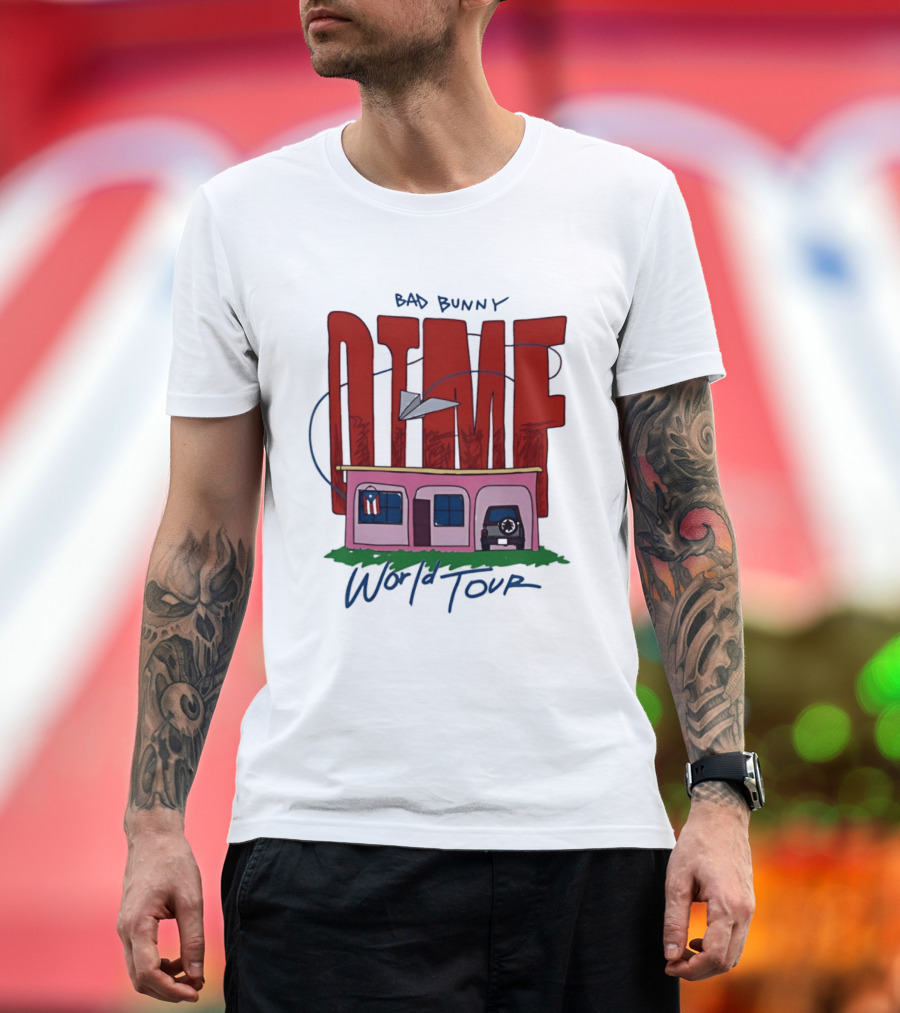 Bad Bunny Dtmf World Tour 2026 Paper Airplane Pink House Jeep T-Shirt