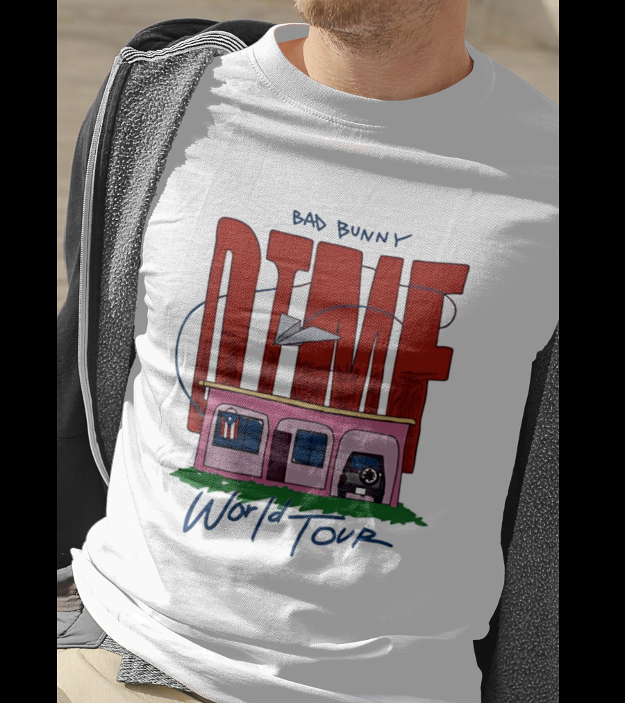 Bad Bunny Dtmf World Tour 2026 Paper Airplane Pink House Jeep T-Shirt