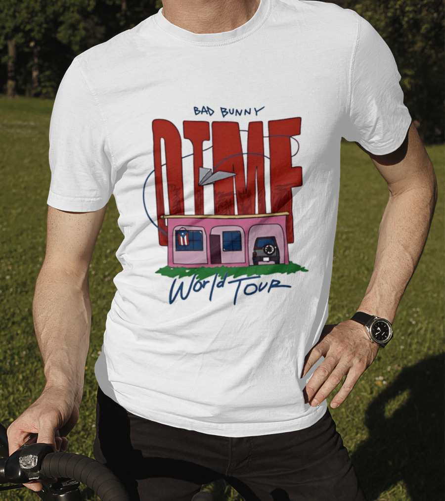 Bad Bunny Dtmf World Tour 2026 Paper Airplane Pink House Jeep T-Shirt