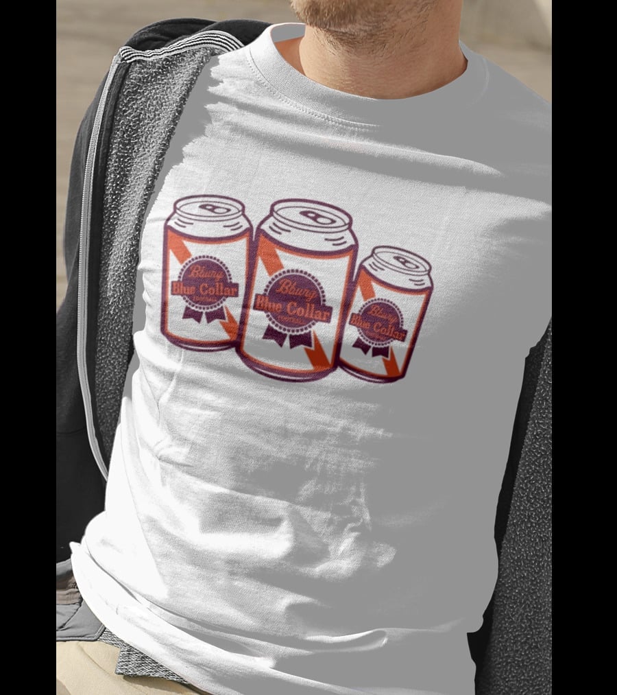 Blacksburg Virginia Tech University Hokies Bburg Blue Collar Football ACC Cans T-Shirt