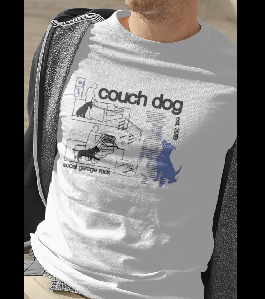 Couch Dog Bull Terrier Socal Garage Rock Est 2019 T-Shirt
