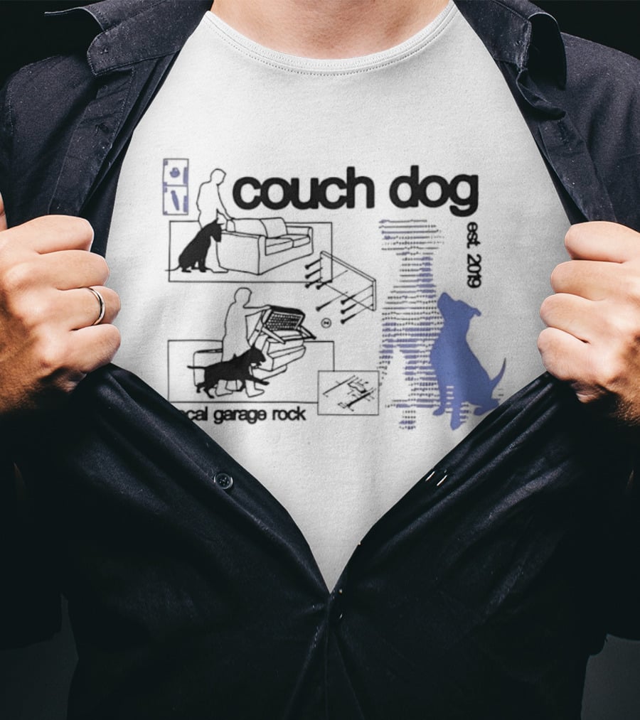 Couch Dog Bull Terrier Socal Garage Rock Est 2019 T-Shirt