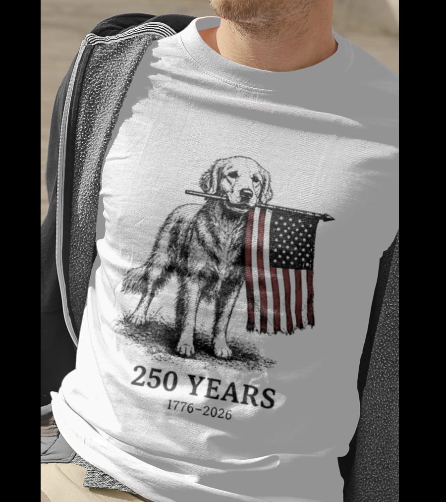 Golden Retriever American Flag 250 Years 1776 2026 T-Shirt
