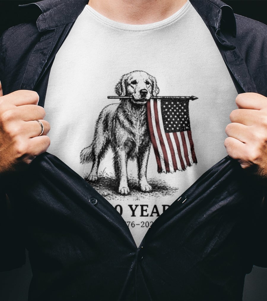 Golden Retriever American Flag 250 Years 1776 2026 T-Shirt