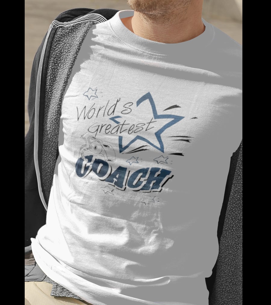 World's Greatest Coach Whistle Star Accents T-Shirt