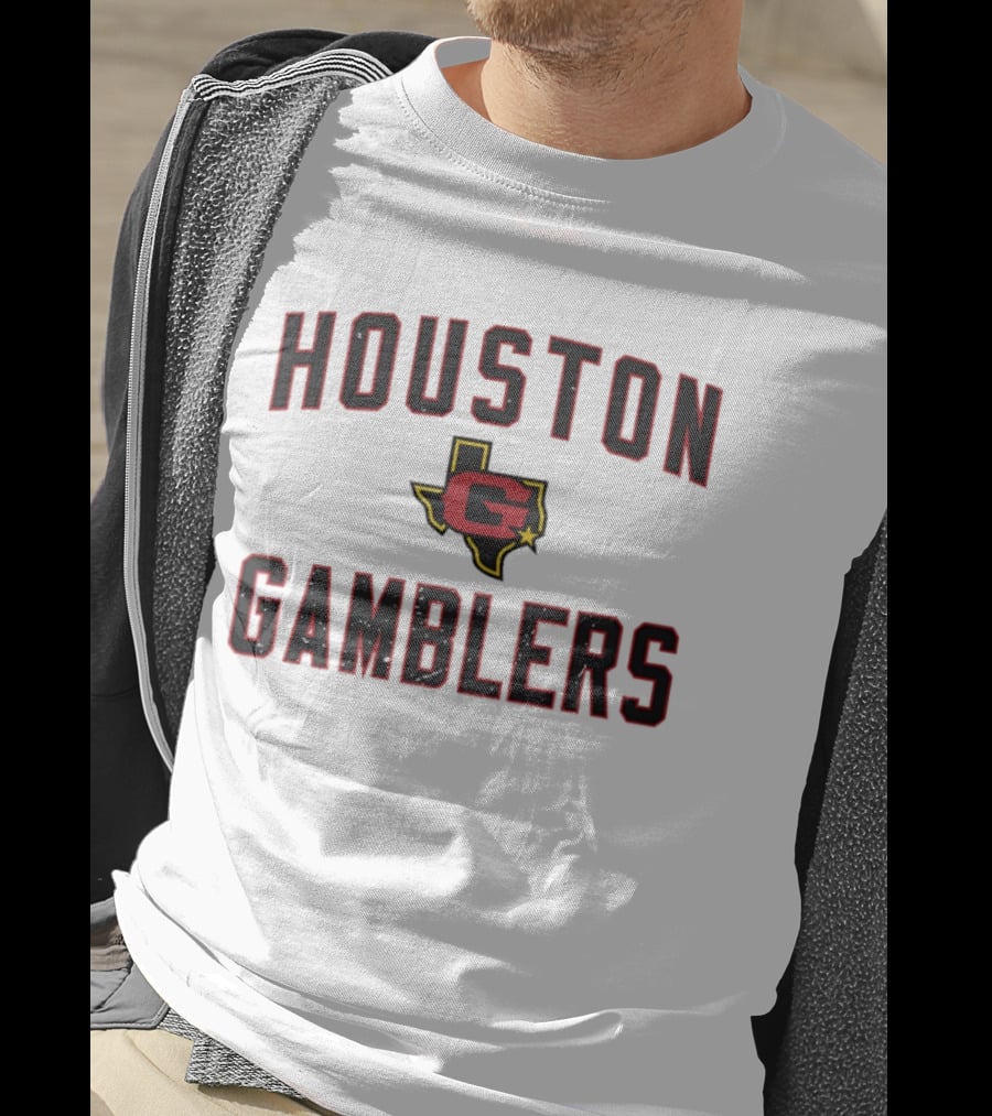Houston Gamblers Jim Kelly Ricky Sanders USFL Texas Astrodome Team Gear T-Shirt
