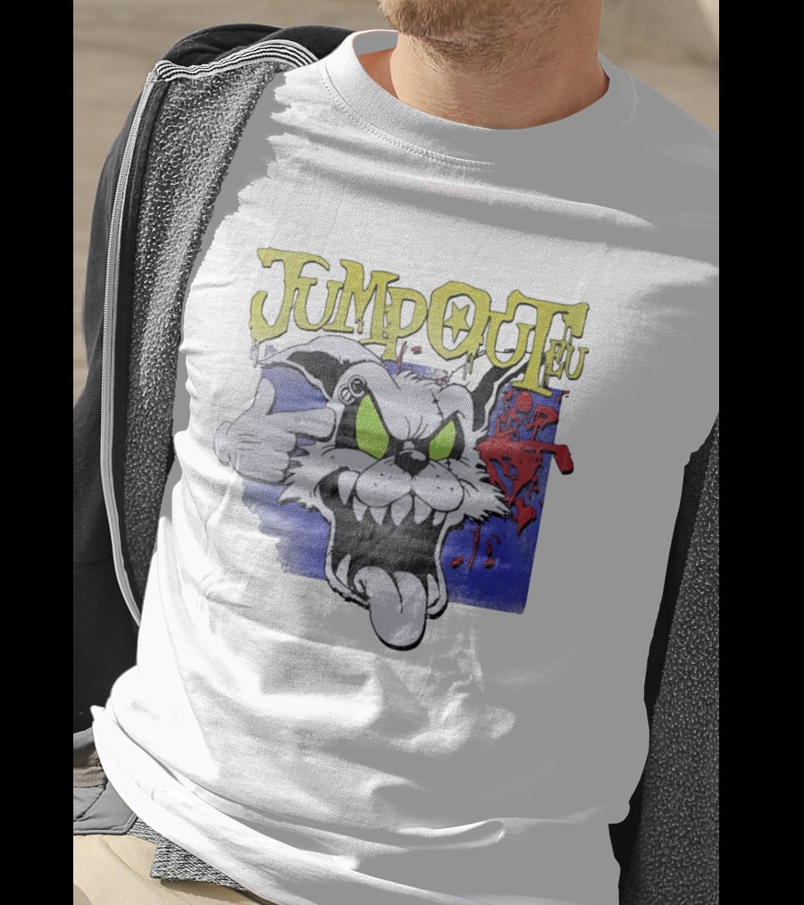 Jumpouteu Pop Culture Cat Creature Teeth Tongue Glove Eyes T-Shirt