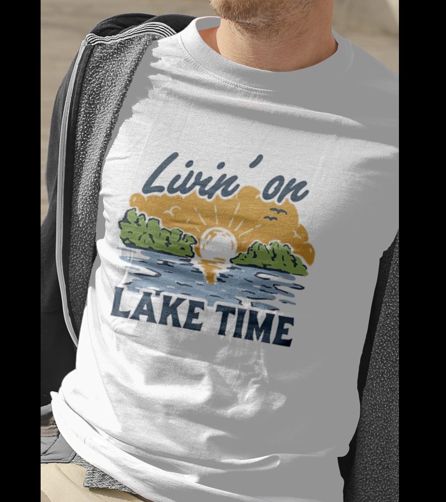 Livin On Lake Time Sunset With Trees And Birds T-Shirt