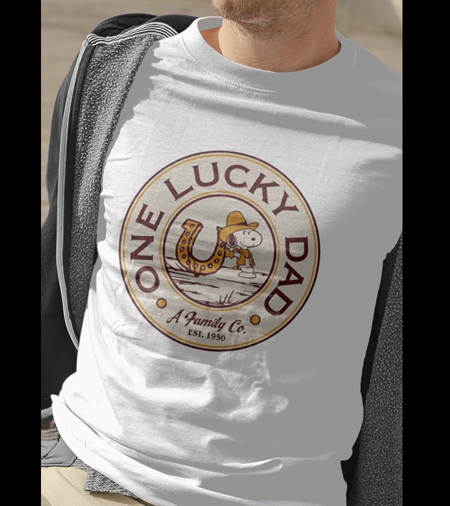 Snoopy One Lucky Dad A Family Co Est 1950 T-Shirt