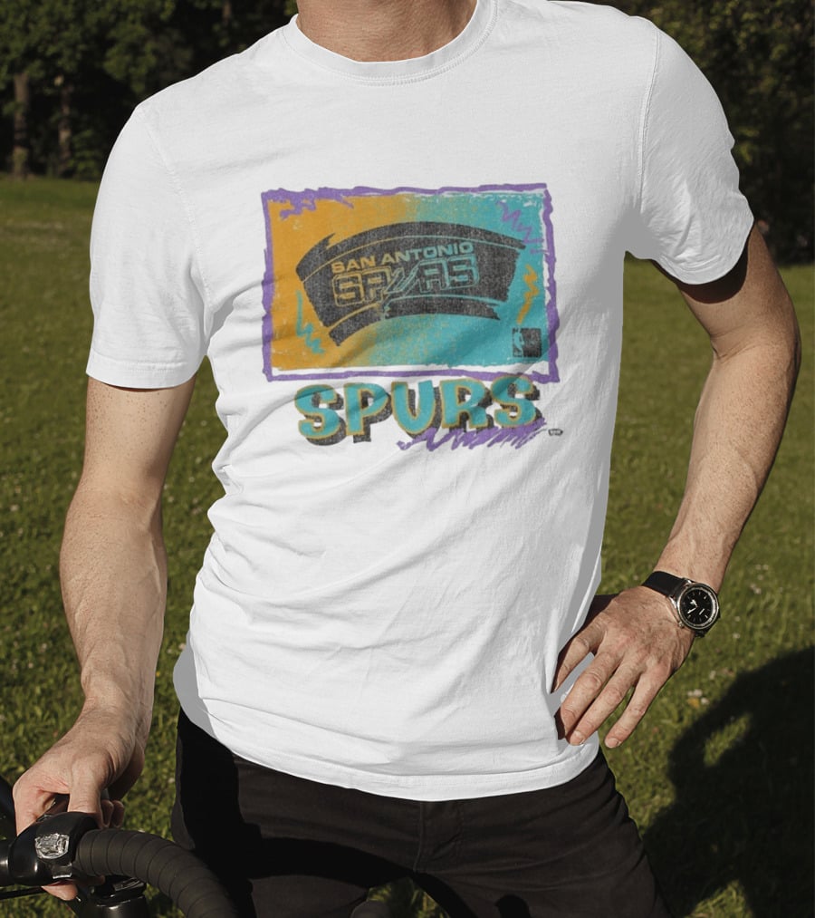 San Antonio Spurs White Surf Foundation Retro Colorful NBA T-Shirt