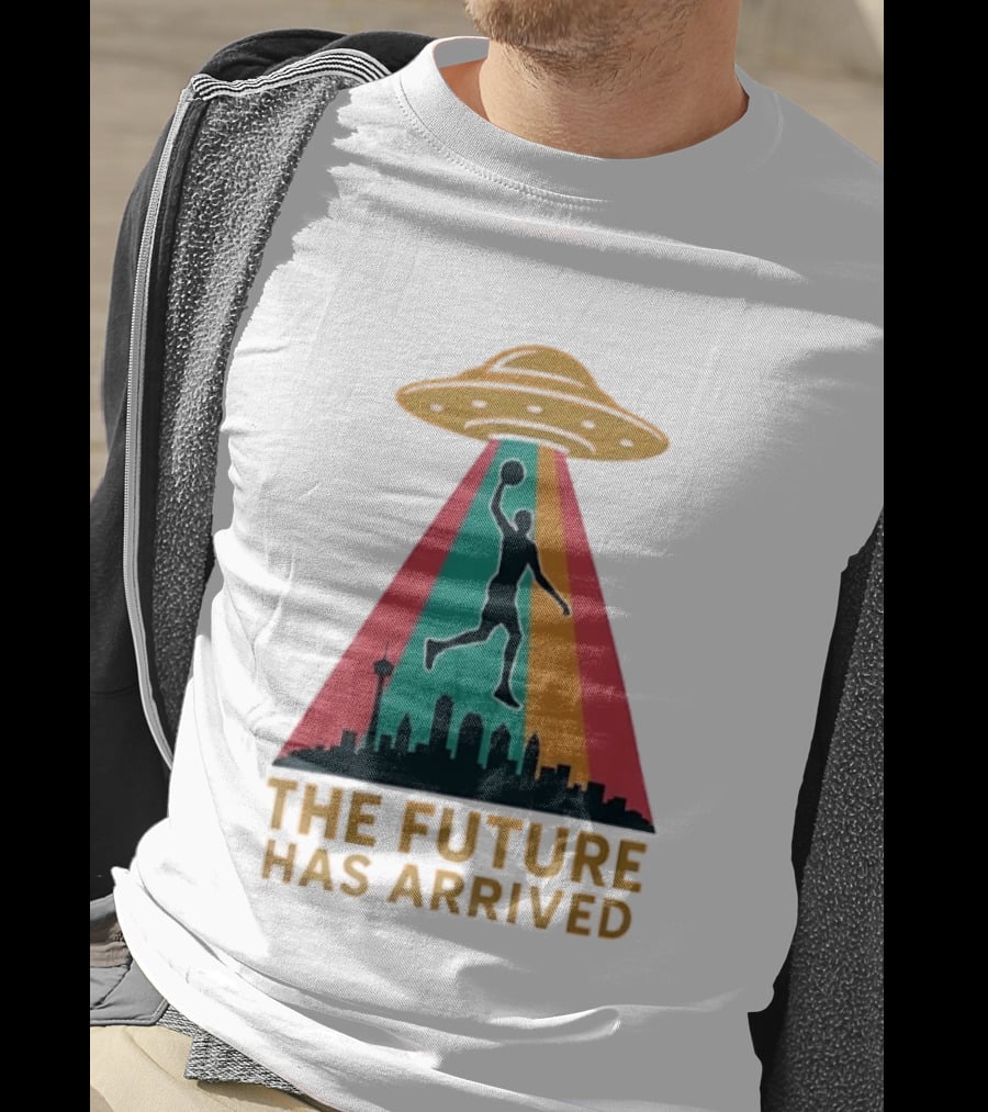 Victor Wembanyama San Antonio Spurs NBA The Future Has Arrived UFO Skyline T-Shirt