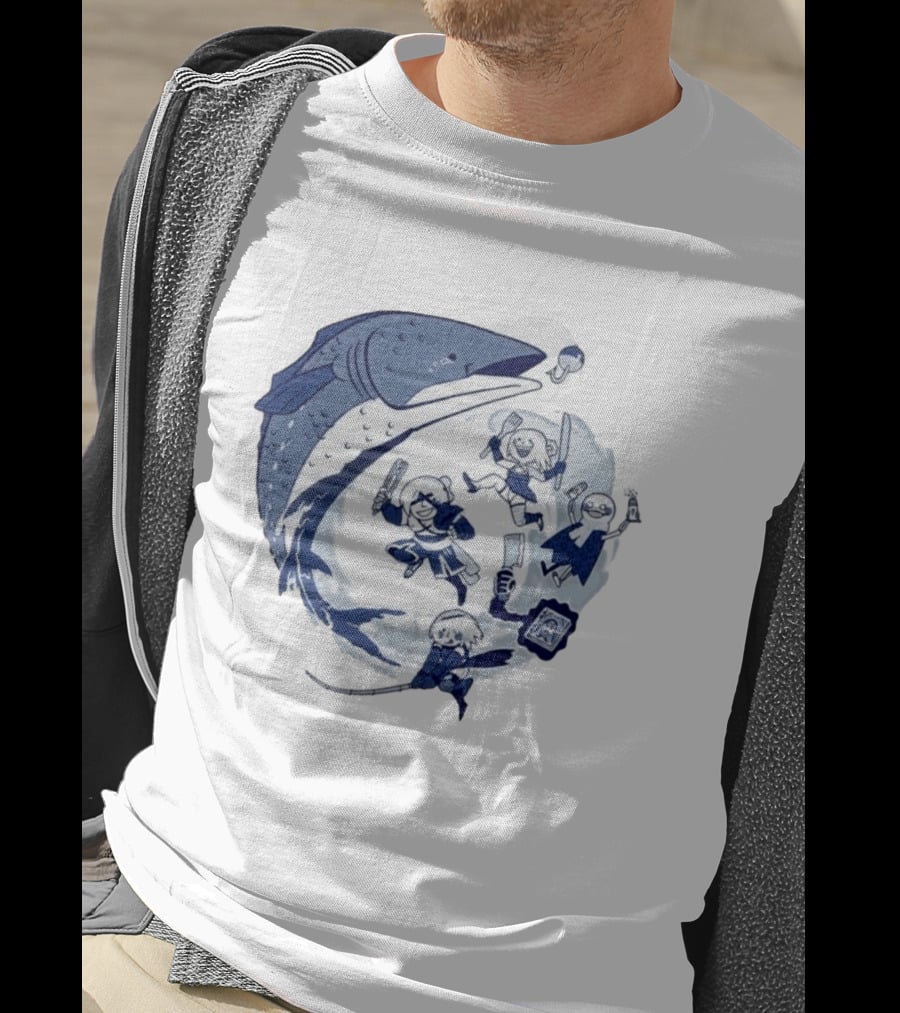 NieR Automata 2B Fishing Cooking Game Characters Wave T-Shirt