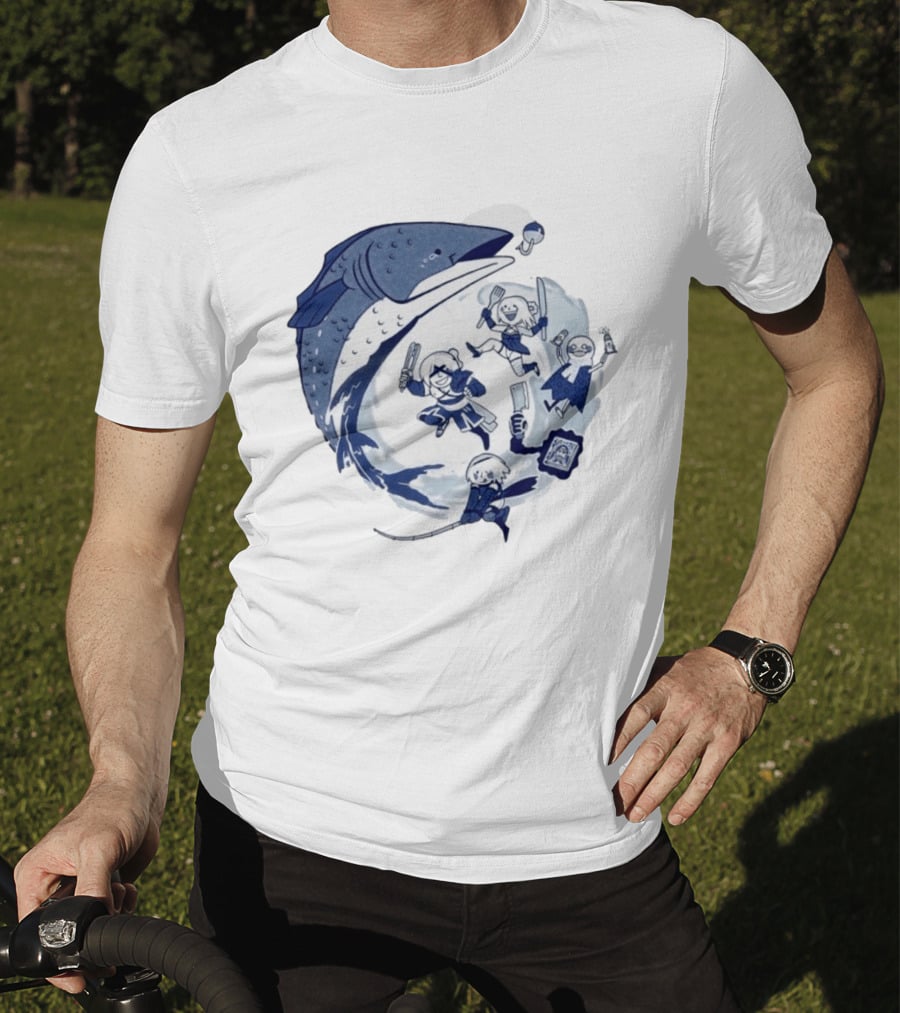 NieR Automata 2B Fishing Cooking Game Characters Wave T-Shirt