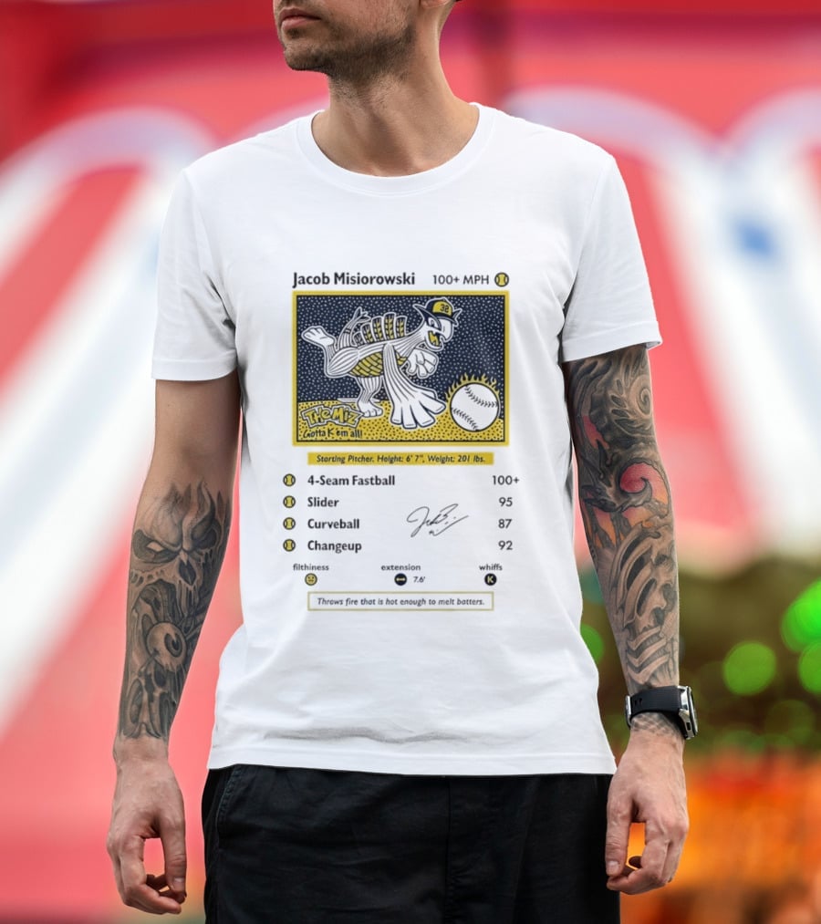 Jacob Misiorowski Milwaukee Brewers The Miz 100+ MPH Fastball Card T-Shirt