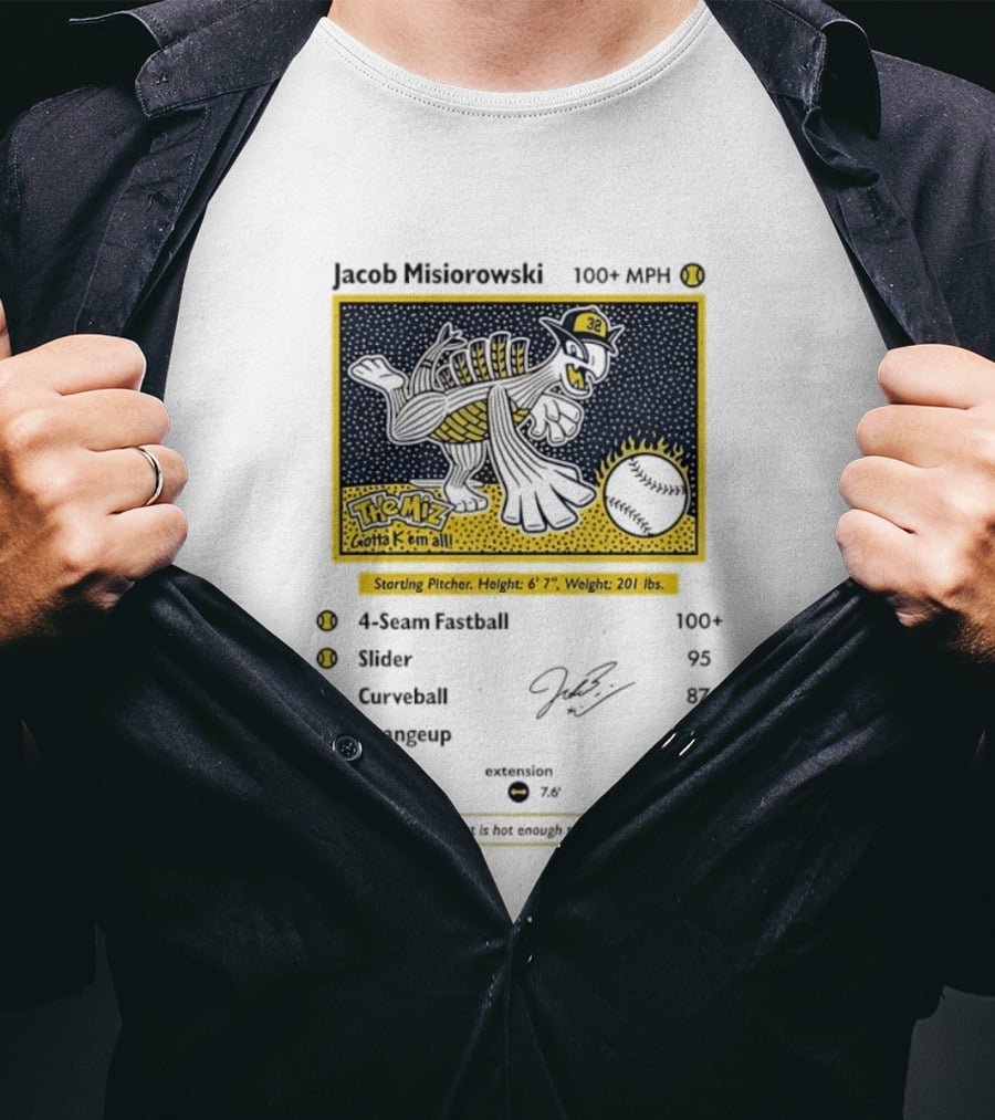 Jacob Misiorowski Milwaukee Brewers The Miz 100+ MPH Fastball Card T-Shirt
