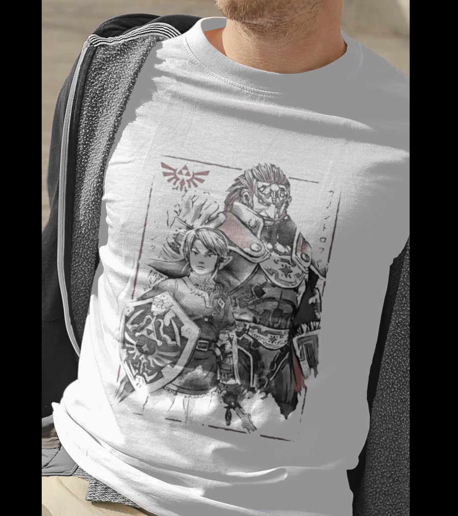 Legend Of Zelda Link Ganondorf Japanese Sumi Art Hyrule Crest T-Shirt