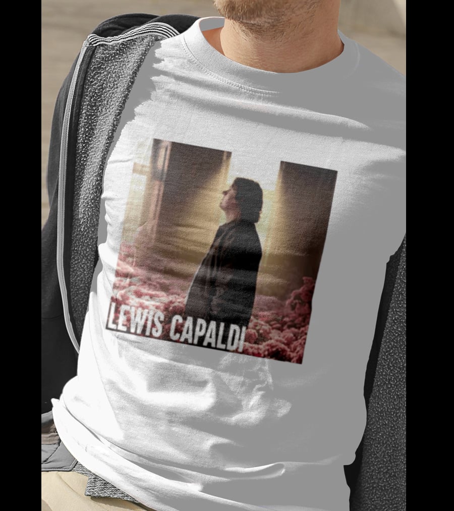 Lewis Capaldi Standing In Floral Scene With Sunlight In Concert Photo T-Shirt