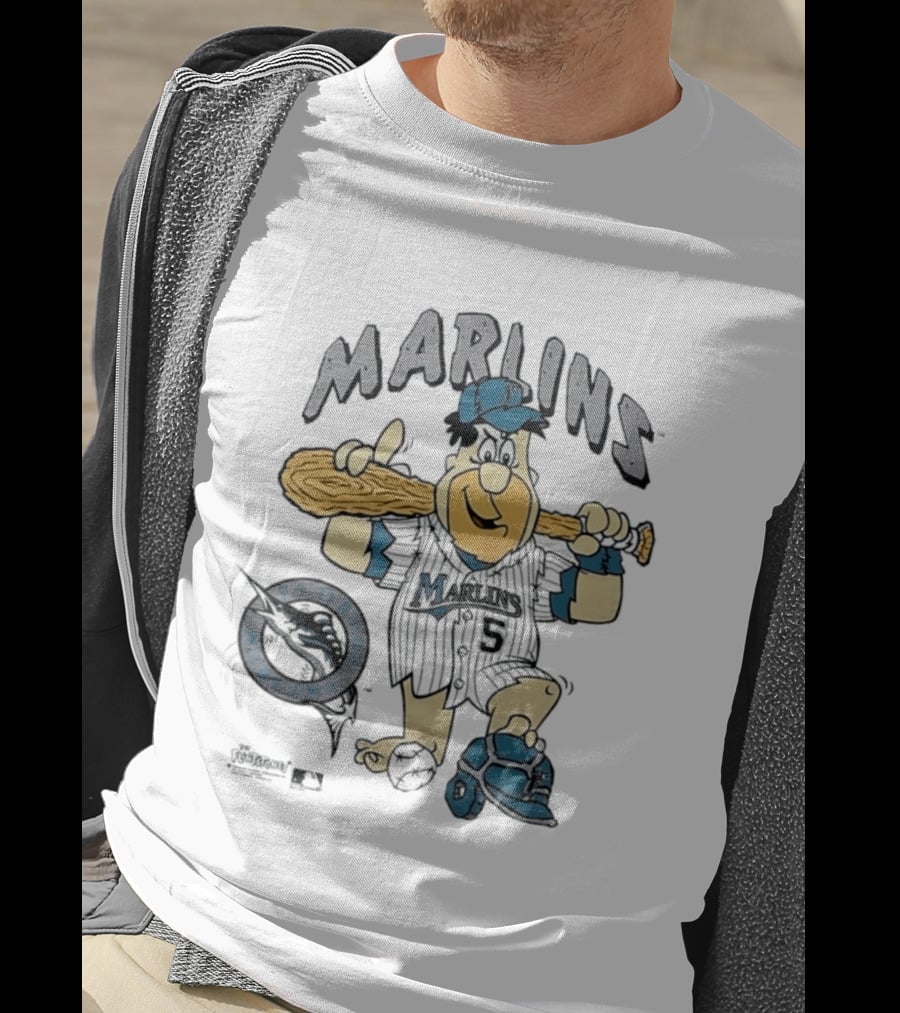 Miami Marlins Fred Flintstone Baseball 1994 T-Shirt