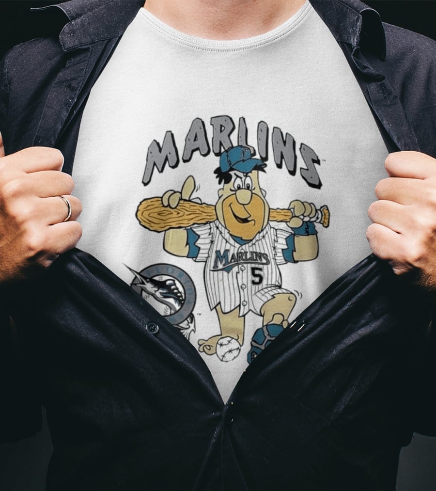 Miami Marlins Fred Flintstone Baseball 1994 T-Shirt