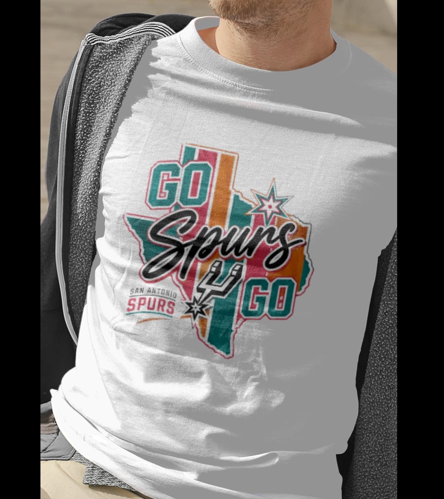 San Antonio Spurs Go Spurs Go Texas Outline NBA Team Spirit T-Shirt