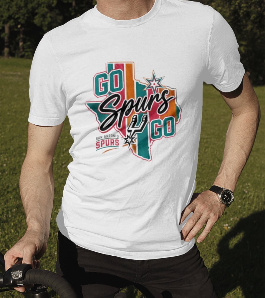 San Antonio Spurs Go Spurs Go Texas Outline NBA Team Spirit T-Shirt