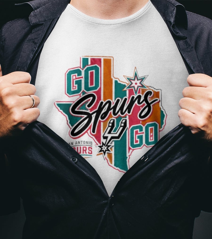 San Antonio Spurs Go Spurs Go Texas Outline NBA Team Spirit T-Shirt