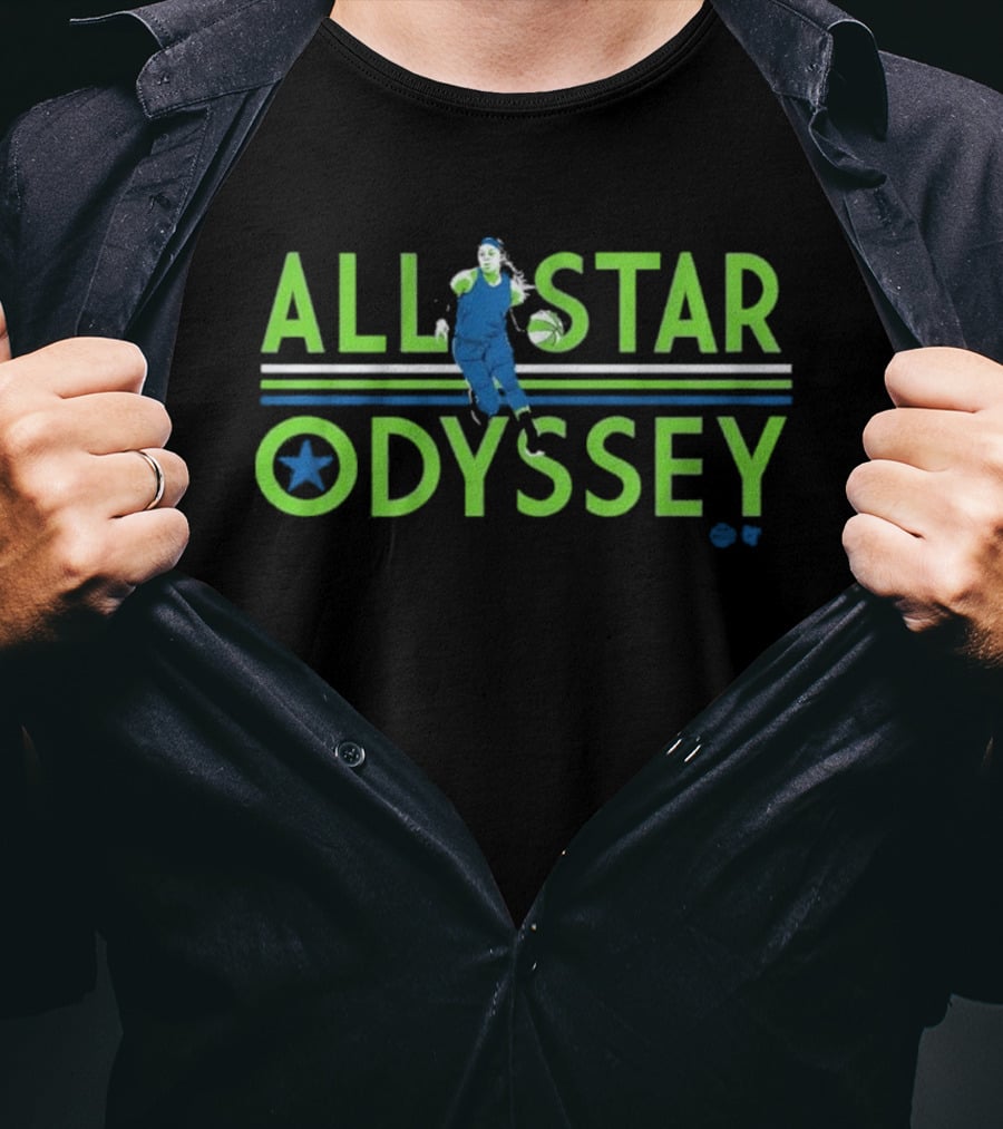 All Star Odyssey Basketball Player With Blue And Green Star T-Shirt