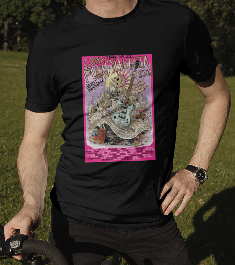 Camp Punksylvania Gilbert Pennsylvania June 19 21 2026 Skeleton Guitar T-Shirt