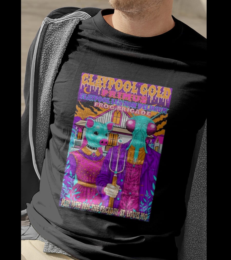 Claypool Gold Primus Lennon Delirium Frog Brigade Concert May 30th 2026 St Louis Mo T-Shirt