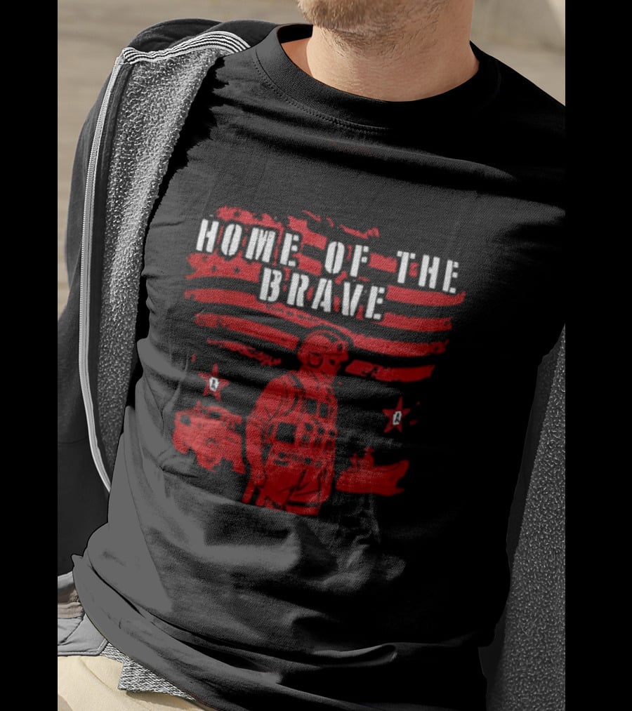 Home Of The Brave Soldier With Stars And Stripes T-Shirt