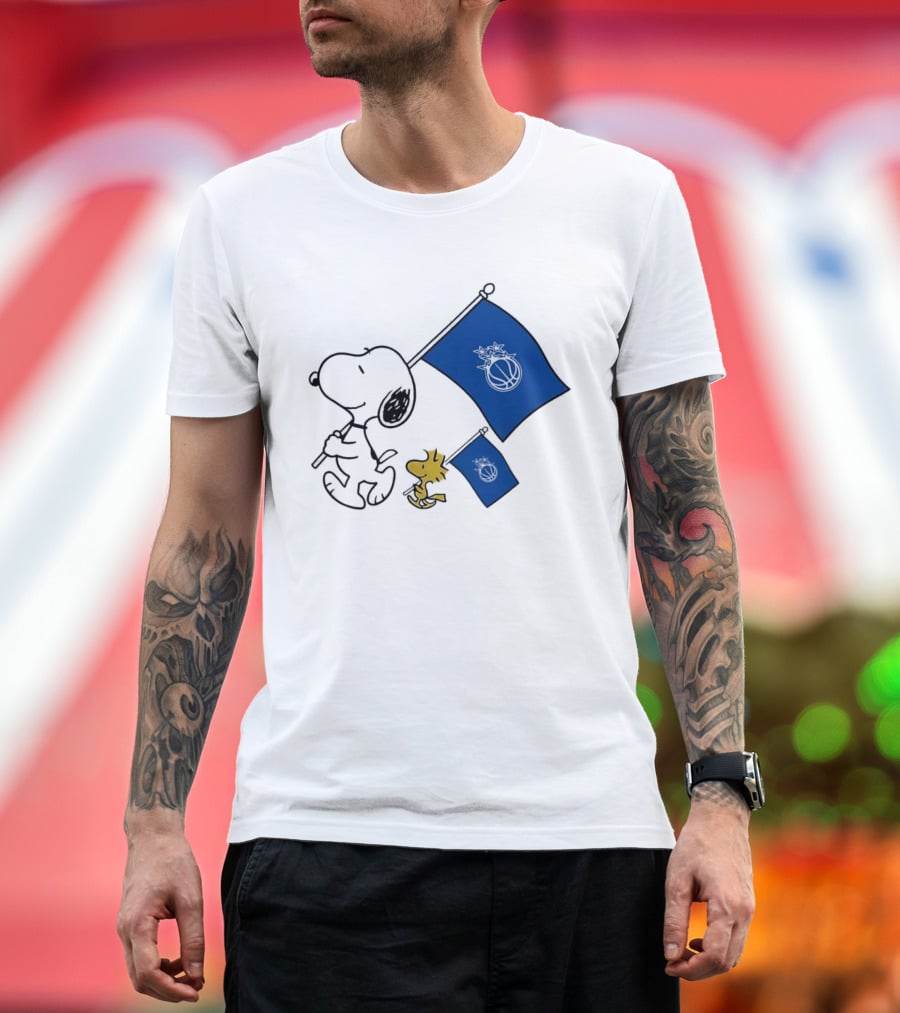 Snoopy And Woodstock Orlando Magic Team Flags Support T-Shirt