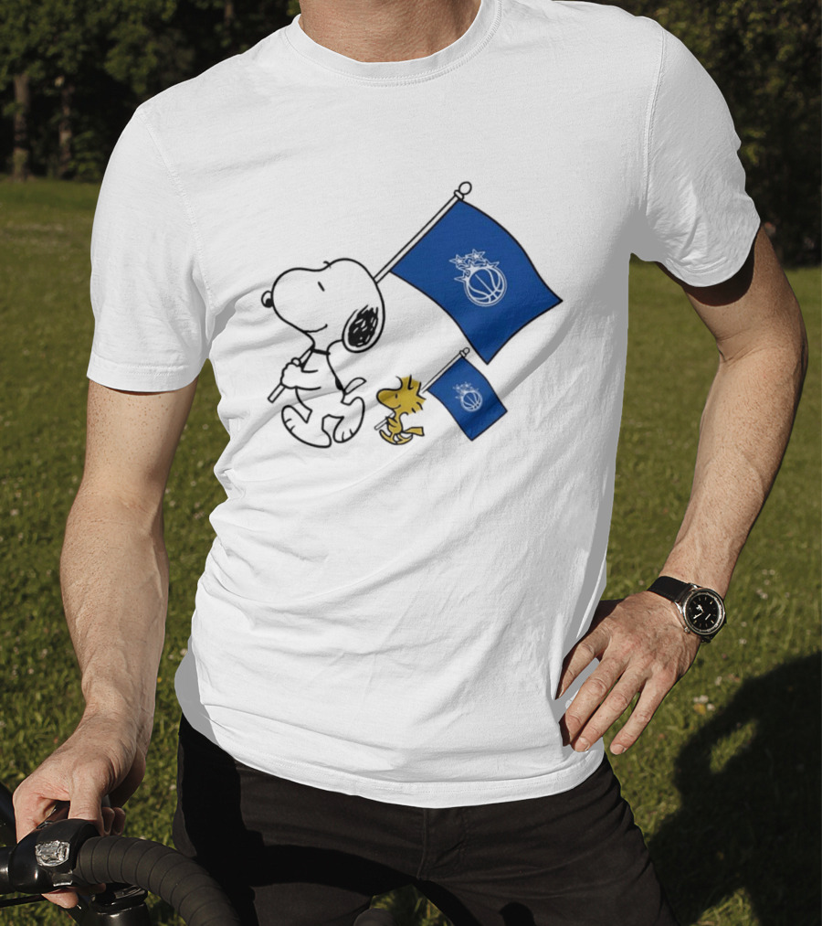 Snoopy And Woodstock Orlando Magic Team Flags Support T-Shirt
