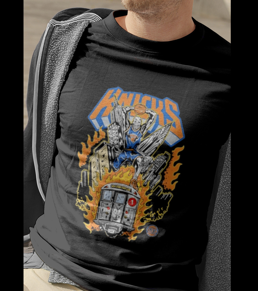 New York Knicks NBA Empire State Building Chrysler Building New York City Subway Basketball T-Shirt