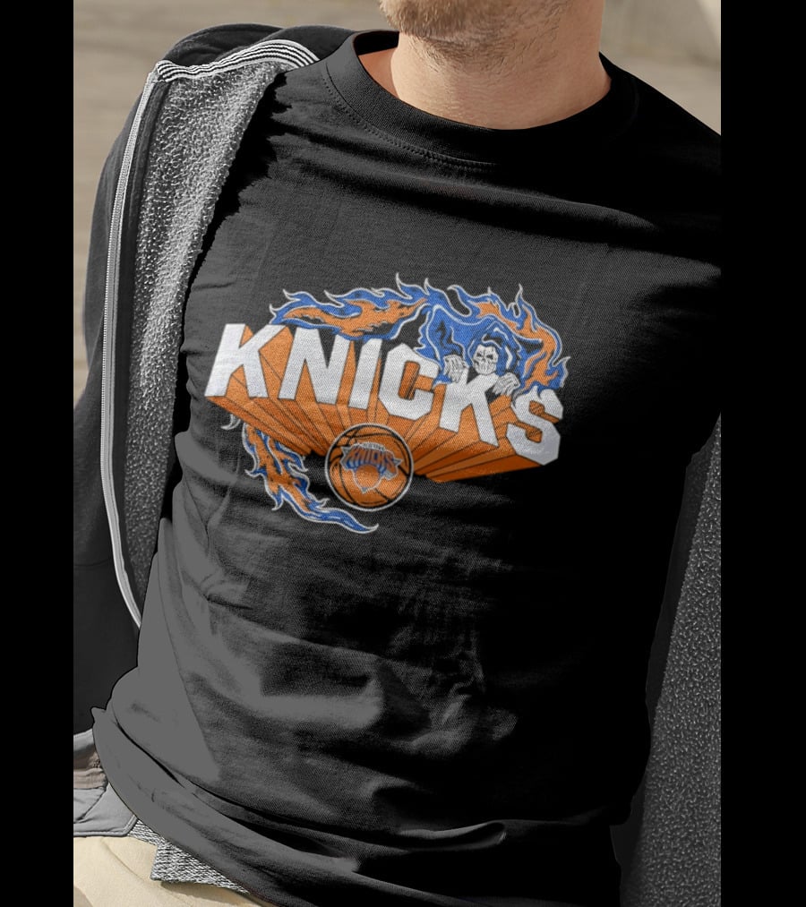 Knicks Basketball Team Flame Graphic New York Knicks NBA T-Shirt